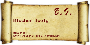 Blocher Ipoly névjegykártya